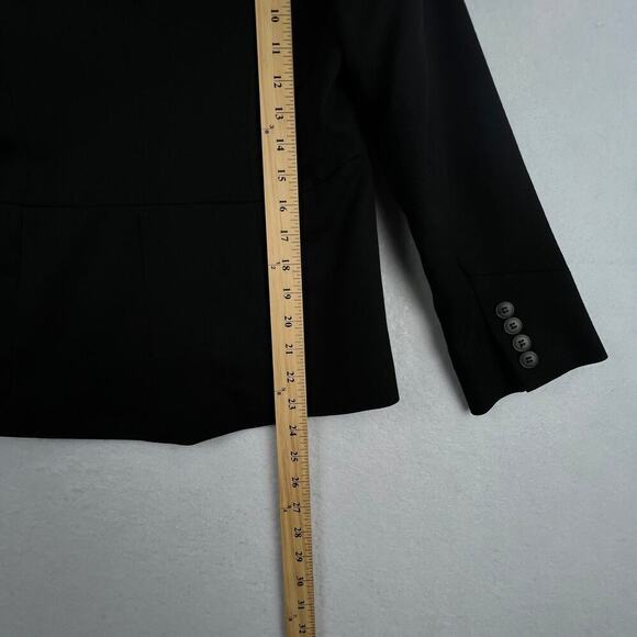 Pendleton 10 Petite Structured Hi Low Notched Collar Button Up Black Wool Blazer - Picture 13 of 13